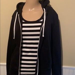 Fleece jacket with striped top